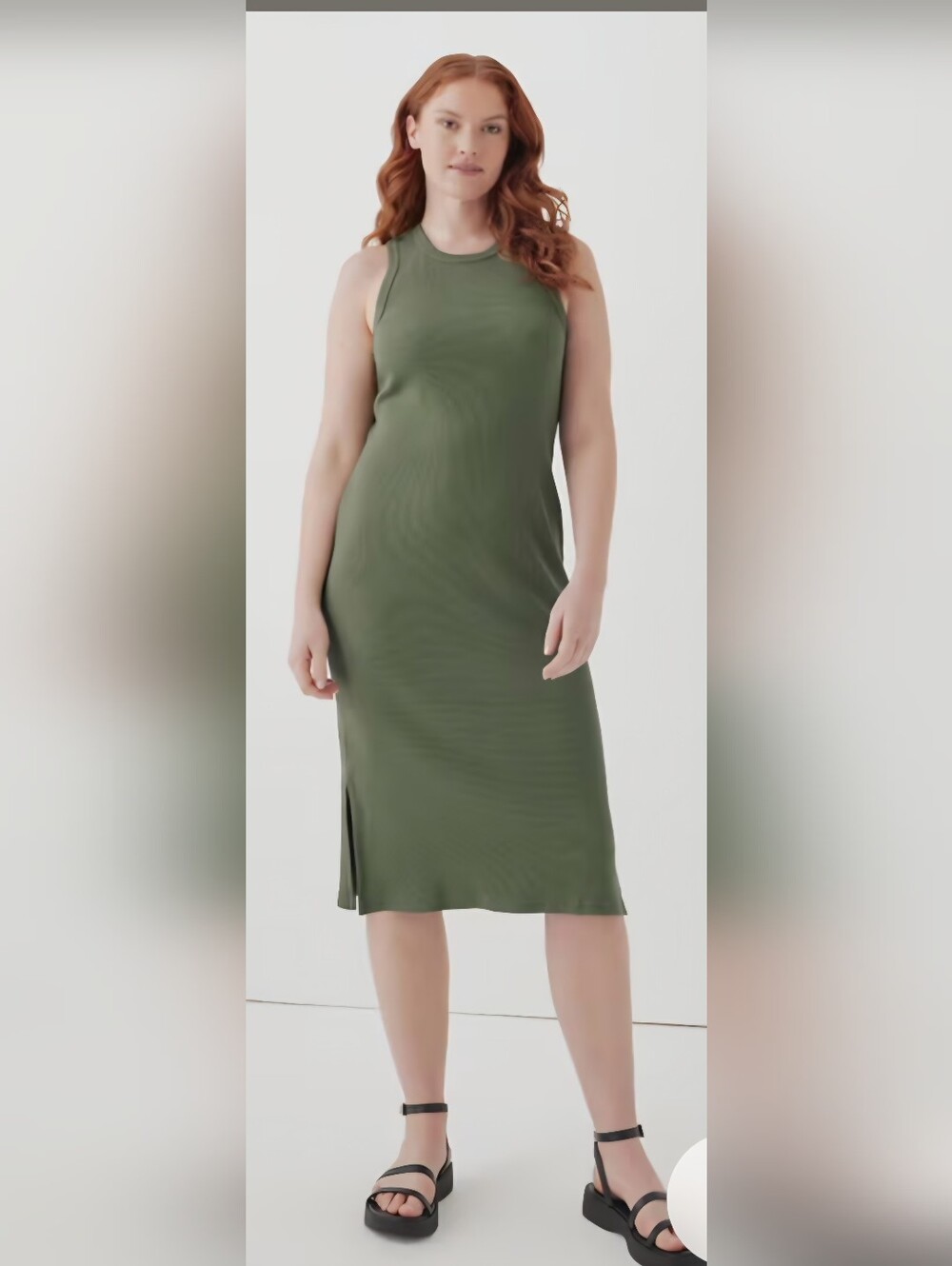 ​PACT Organic Cotton Ribbed Racerback Dress XXL Olivine Earth Tone Clean Girl